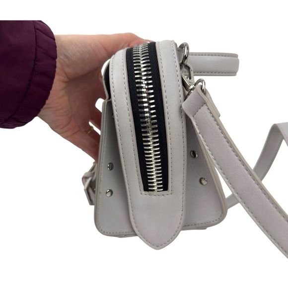 Dream Control Grey Small Crossbody/Handle Purse Studded Faux Leather Vegan - Picture 6 of 16